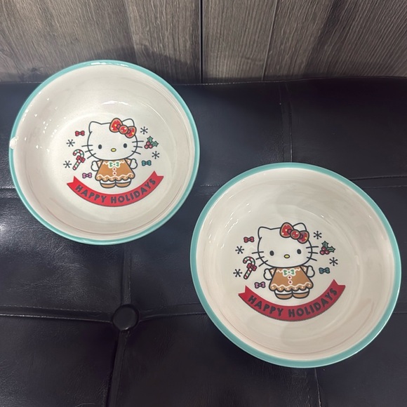 Hello Kitty Other - New Set Of 2 Hello Kitty Christmas Gingerbread Dog Cat Food Or Water 6" Bowl